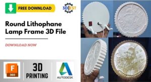 Round Lithophane Lamp Frame 3D File cover