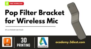 Pop Filter Bracket for Wireless Mic 3D Printable cover